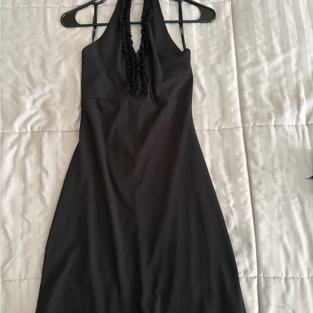 Elegant Black Halter Dress